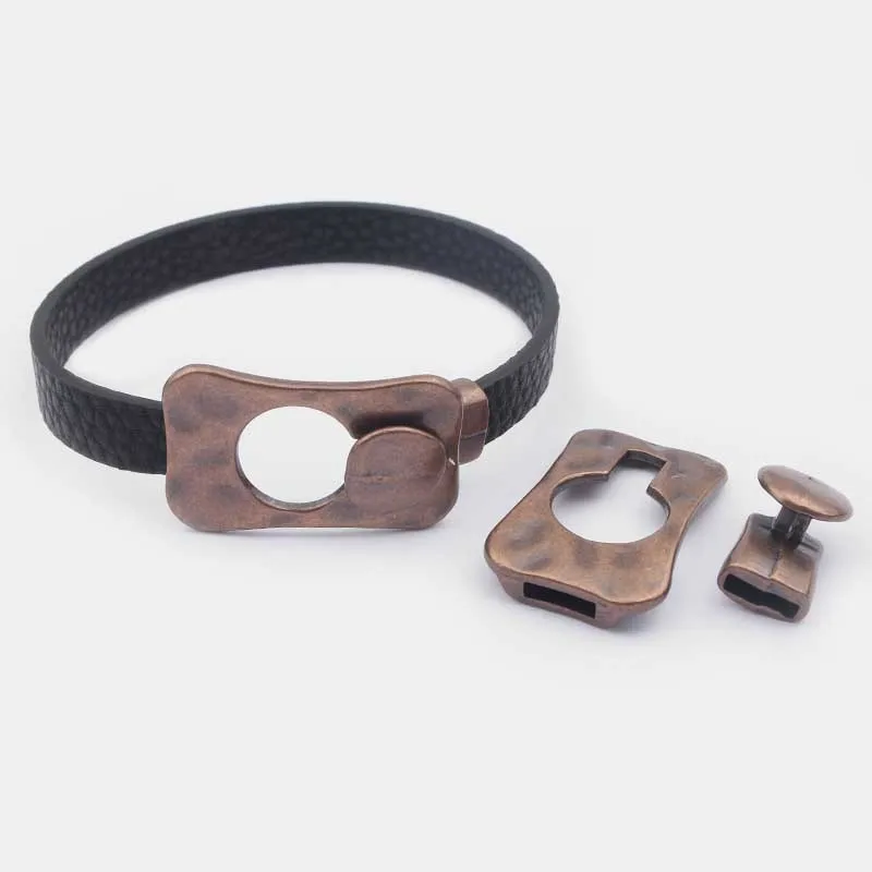 2 комплекта тибетских серебристых/медных застежек-крючков для плоских кожаных