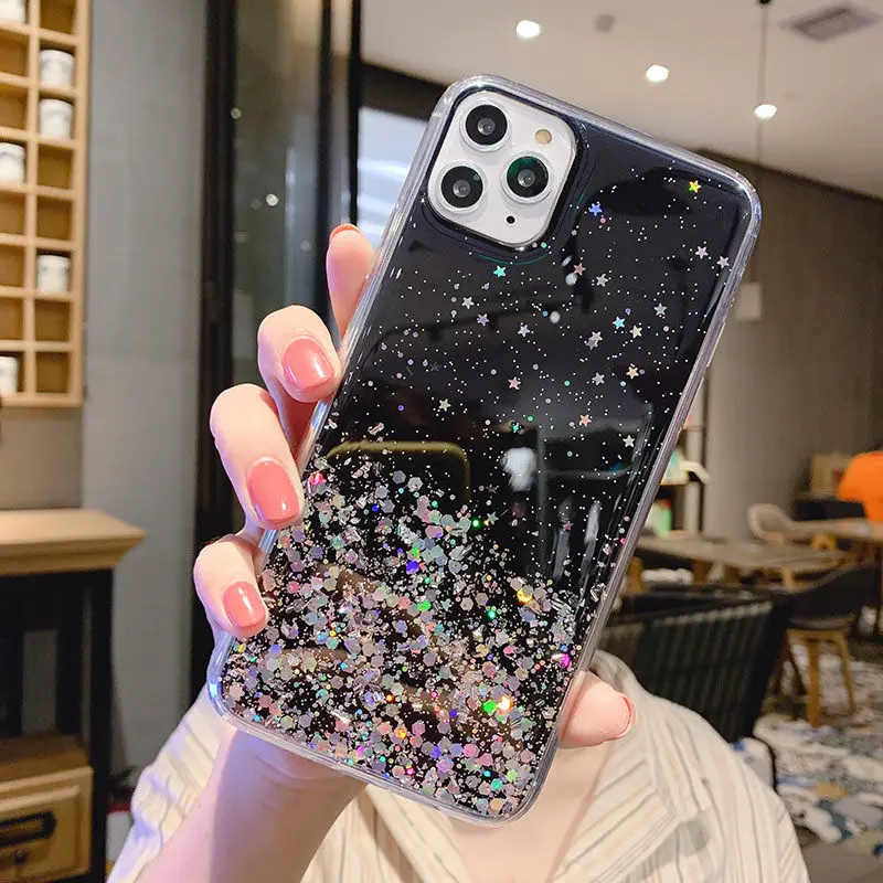 Блестящий чехол с блестками для Xiaomi Redmi Note 7 5 6 8 Pro Mi8 Mi9 A2 Lite 6X SE 9T 8A Прозрачный