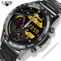 lige new men smartwatch heart rate blood pressure ip68 waterproof sports fitness watch luxury call smart watch for ios android