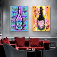 abstract graffiti art champagne posters prints dollar sign canvas painting wall picture for living room kitchen decor cuadros