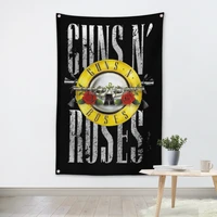 guns n roses rock band hanging art waterproof cloth polyester fabric 56x36 inches flags banner bar cafe hotel decor