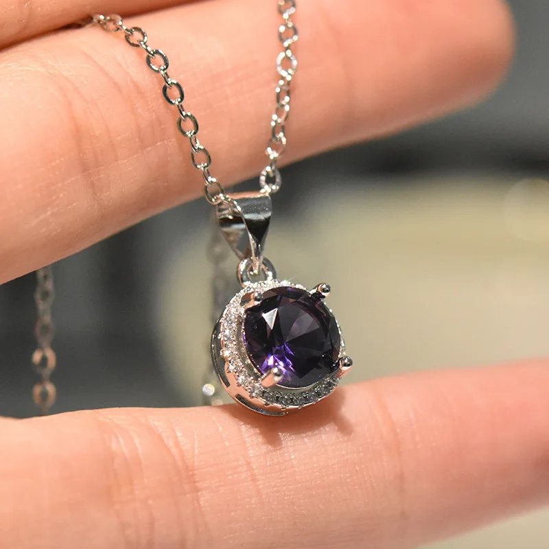 

100% real S925 Sterling Silver Necklace natural VVS2 Diamond Jewelry Pendant for Women Silver 925 Jewelry Gemstone Bizuteria