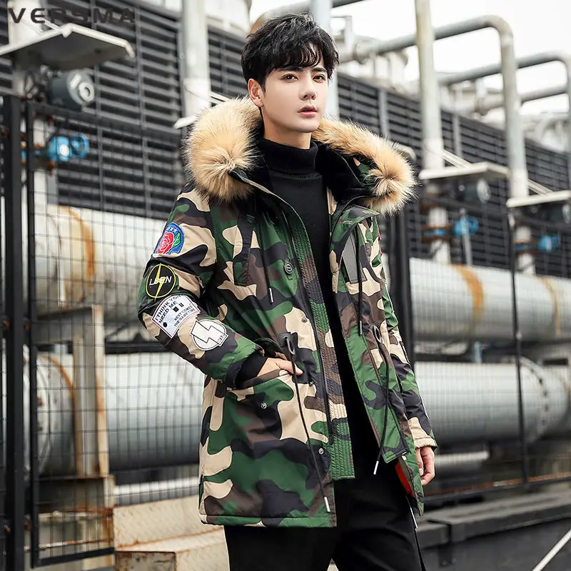 

Куртка мужская зимняя камуфляжная с капюшоном и меховым воротником, размеры до 3XL