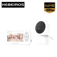 hebeiros 1080p 4 3 inch video baby monitor with music talk back night vision 360 ptz camera battery security nanny wifi camera
