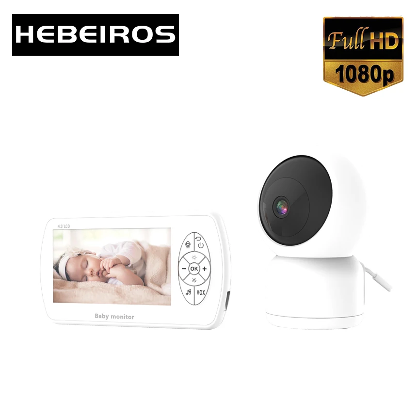 Hebeiros 1080P 4 3 дюймов видео Видеоняни и радионяни с музыкой разговаривать Ночное