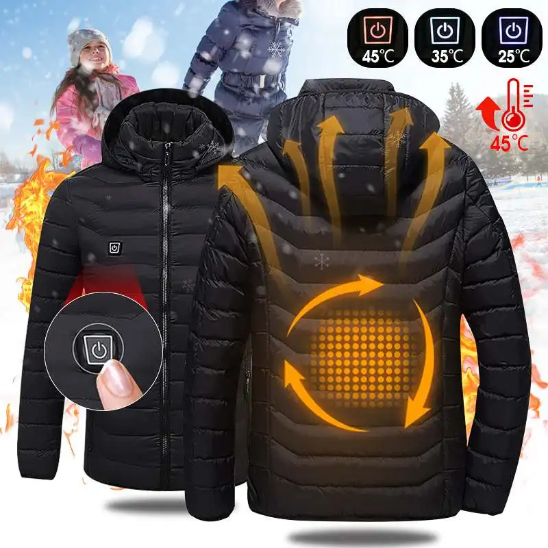 

Heated Vest Heated Jacket Washable Usb Charging Hooded Cotton Coat Electric Heating Warm Jacket Outdoor Camping Heated Jacket