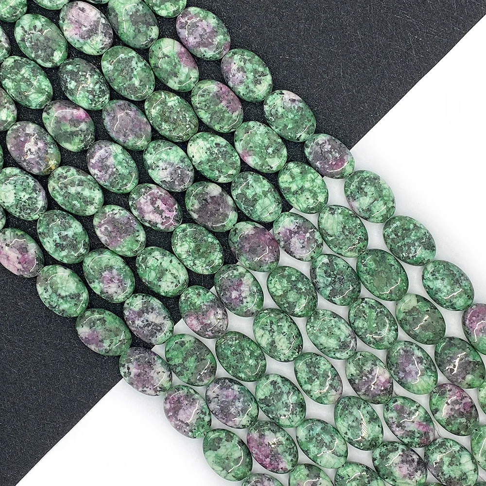 

Natural Red Green Gemstone Oval Beads Cabochon with Holes 22x30mm Bracelet Accessories for Jewelry Making Valentine's Day Gifts