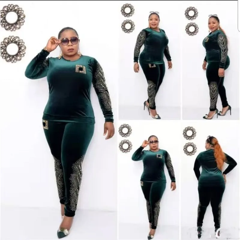 Бархатный комплект из 2 предметов Женская африканская одежда осень зима 2021