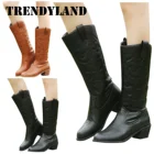 Женские кожаные ботинки без шнуровки Trendyland на среднем квадратном каблуке, зимние Винтажные ботинки, быстрая доставка, дропшиппинг, 2021