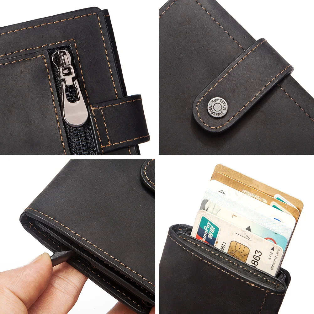 Wallet Men Luxury Genuine Leather Credit Card Holder Travel Credential Clutch Purse Business Money Bag Small Coin Walet Male images - 6