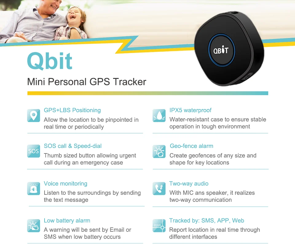 Concox мини Qbit gps трекер для детей Противоугонный gps трекинг портативный персональный и gps SMS локатор для детей пожилых домашних животных