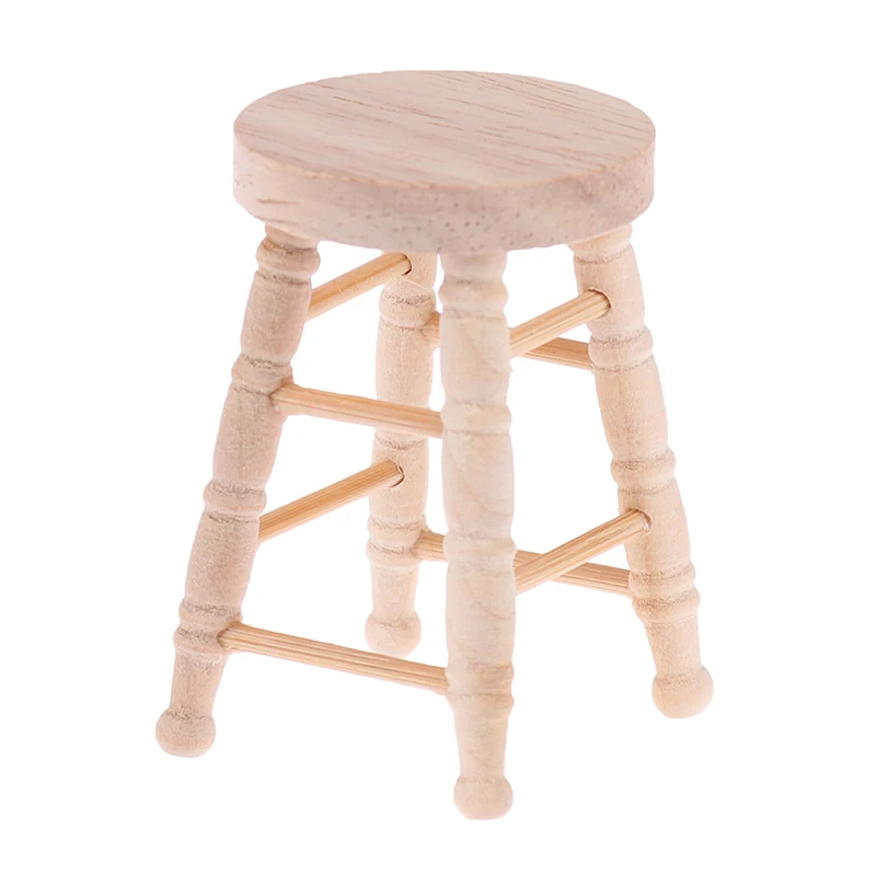 

1/12 Dollhouse Miniature Accessories Mini Wooden Stool Simulation Chair Furniture Model Toys for Doll House Decoration