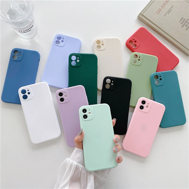 Простой матовый квадратный силиконовый чехол для iPhone 13 12 Pro Max Mini 11 X Xr Xs 8 7 Plus SE 2020 6