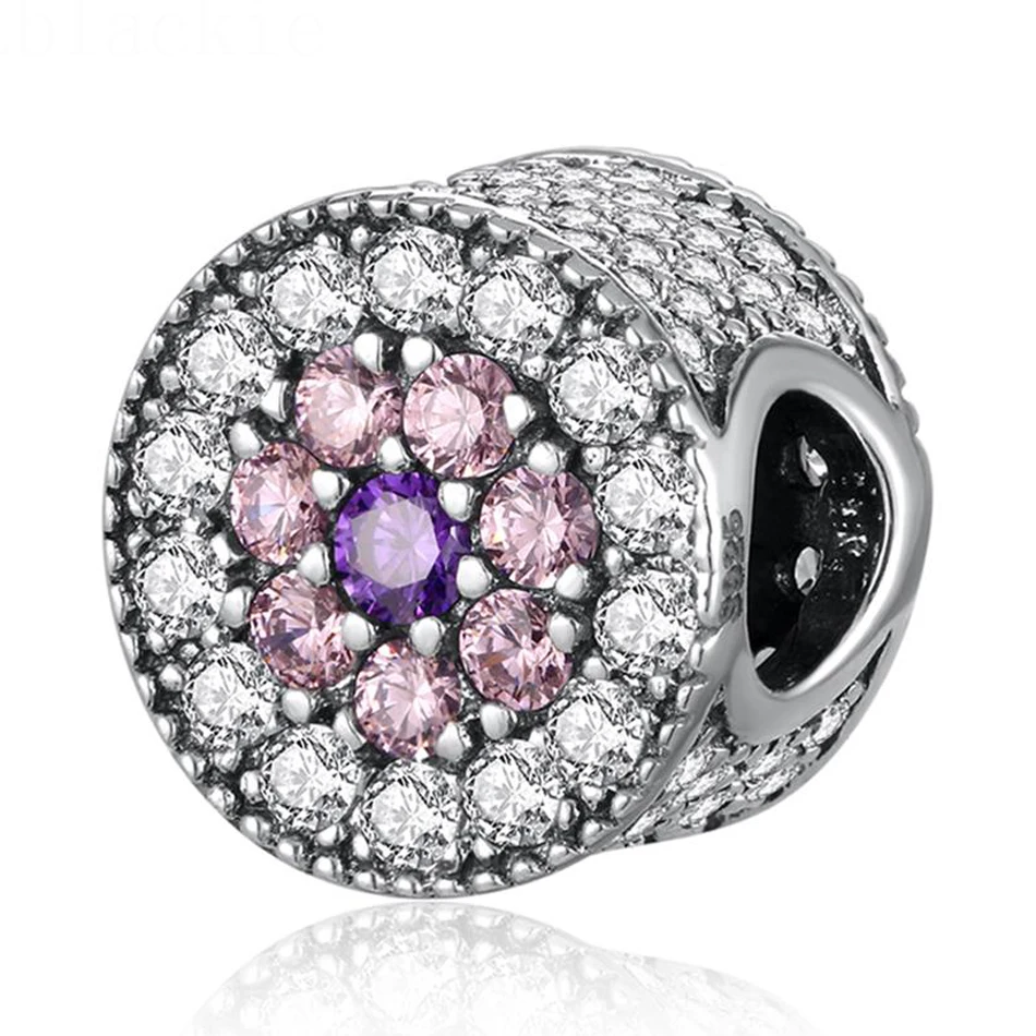 

Authentic S925 Silver Bead Dazzling Floral Charm fit Lady Bracelet Bangle For Women DIY Jewelry