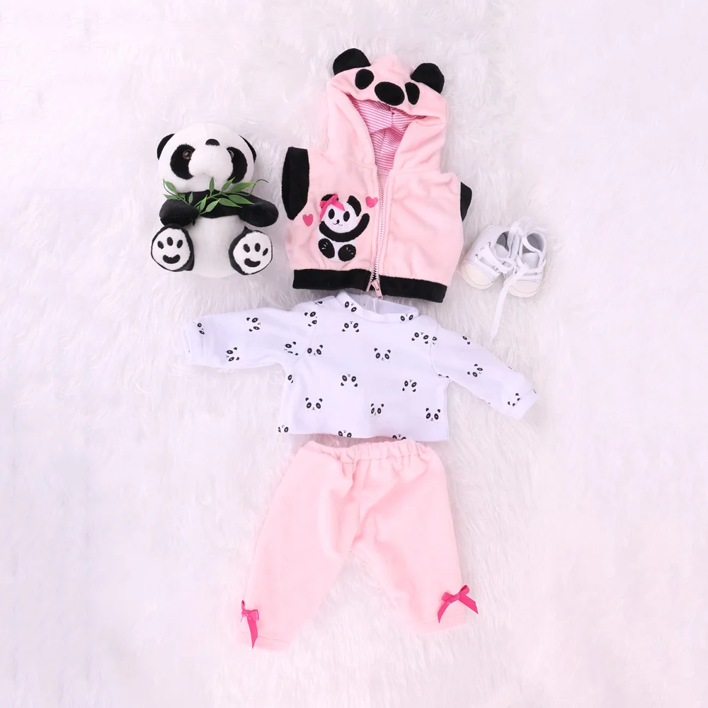 18 дюймов Полностью виниловый силиконовый Reborn Baby Dolls девочка в Панде мультфильм