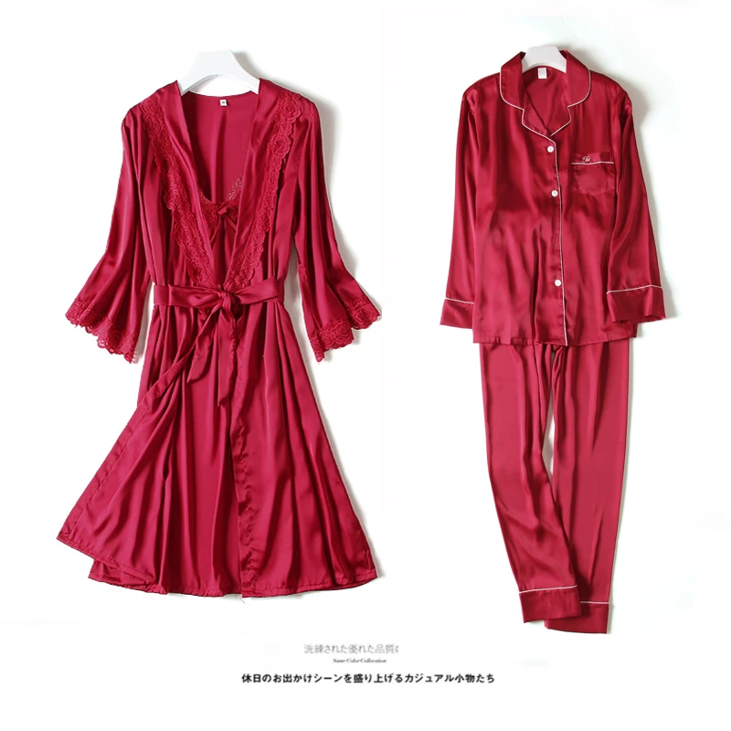 

Свадебная Пижама для новорожденных Костюм для пары для жениха для невесты весна/лето Тонкая шелковая Домашняя одежда красные макияжные утр...