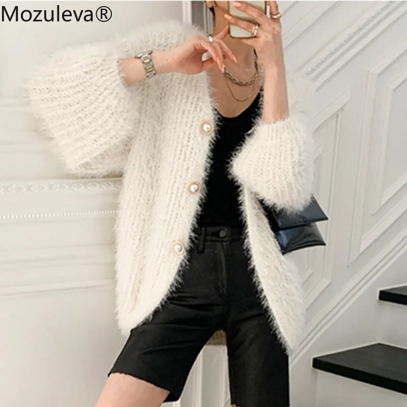 

Свитер женский осенне-зимний, мохеровые кардиганы, оверсайз