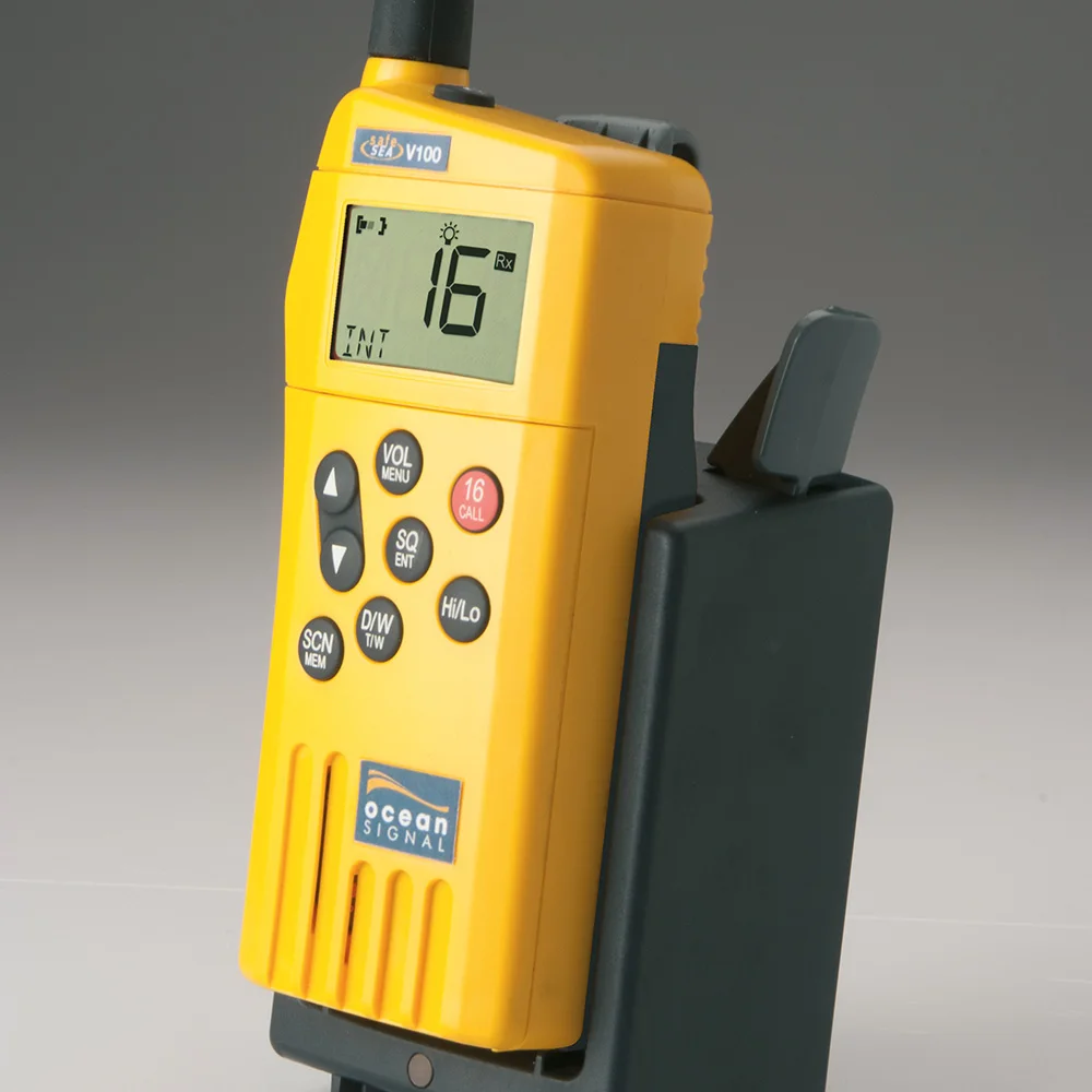 

Ocean signal survival craft V100 marine transceiver GMDSS portable VHF radio handhold phone ship boat maritime navicom IMO SOLAS