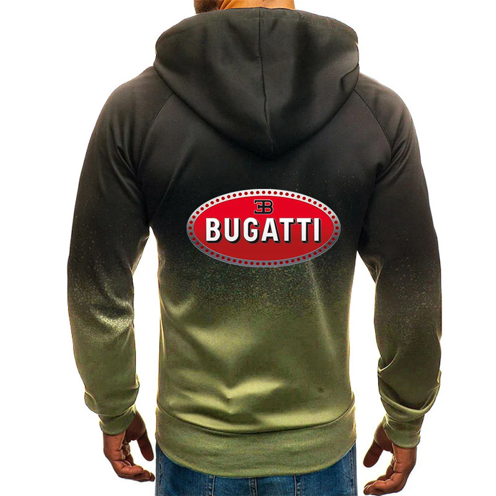 

2021 Bugatti Car Logo Autumn Men's Tops Hoodies Zipper Man Sweatshirts Casual Gradient Sleeve Outerwear Color jackets