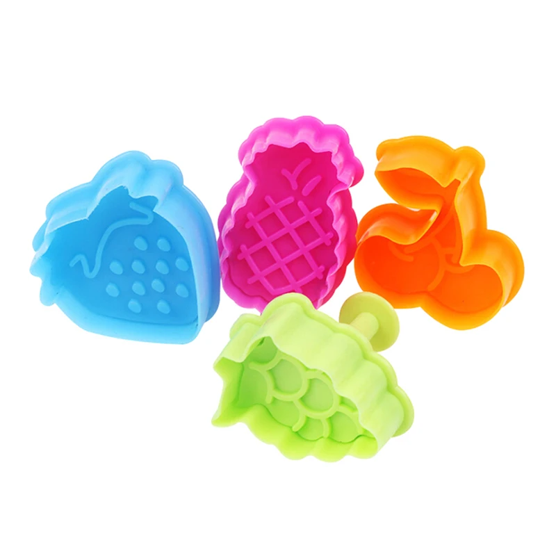 4 pcs/Lot Fruit Series Bakeware Strawberry Grape Cherry Pineapple Shapes Plastic Cookie Cutters Cake Fondant Biscuit Mold