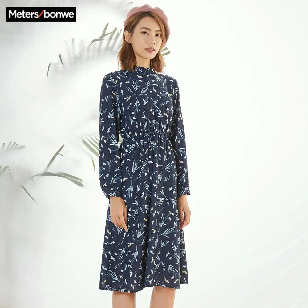 Metersbonwe летнее Зеленое Длинное Платье для отпуска женское ТРАПЕЦИЕВИДНОЕ