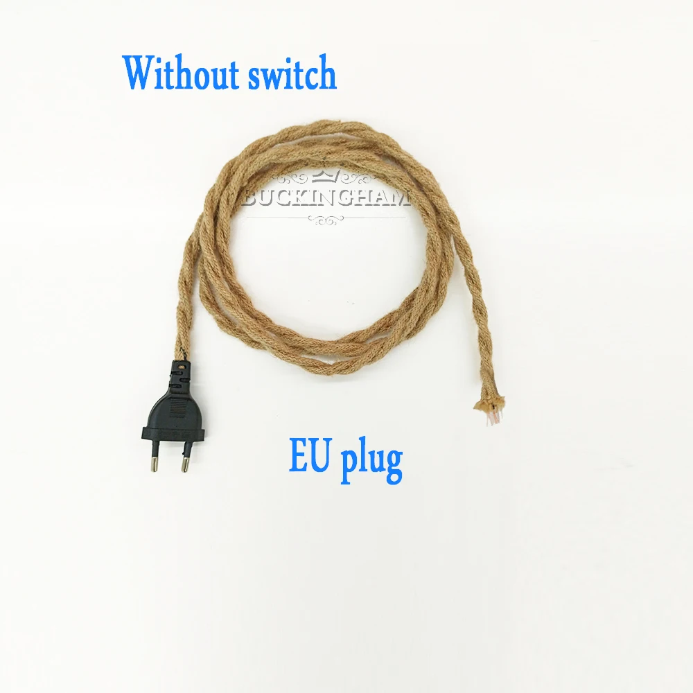 Винтажный подвесной светильник, шнур из конопляной веревки, E27, 2 метра