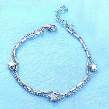 

Ladies Silver Bracelet Korea Edition Sweet Five-pointed Star Couple Silver Bracelet Fashion Hand Jewelry Wholesale H037