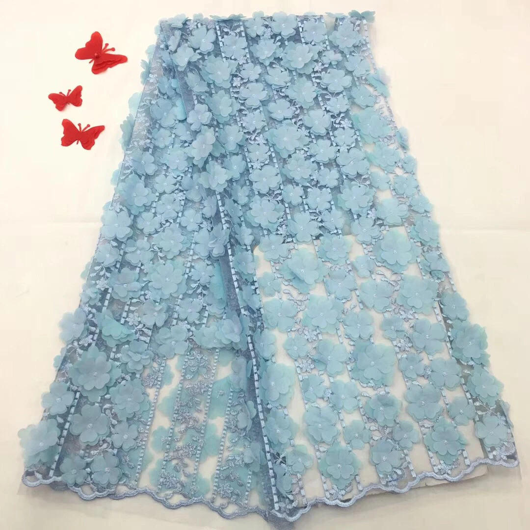 Кружевная ткань французский Тюль с 3D цветами вышивка жемчугом и бисером RF28461 | Дом