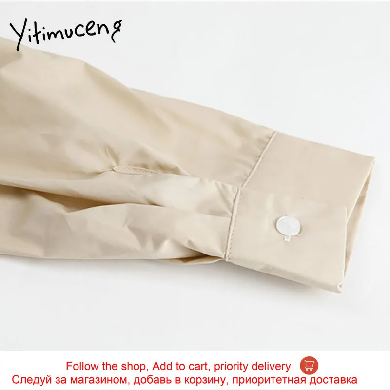 

Yitimuceng Patchwork Asymmetrical Blouse Women Button Shirts Loose New Spring 2021 Fashion Clothes Long Sleeve Neck Tops