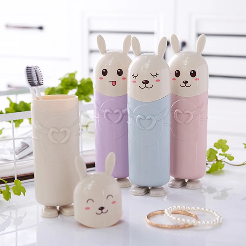 

Cute Cartoon Toothbrush Storage Box Portable Outdoor Travel Camp Rabbit Tooth Brush Protect Case Bathroom Toothbrush Organizer