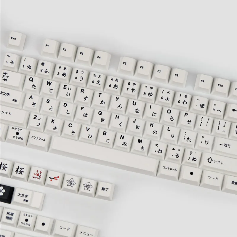 

Japanese Sakura белые черные колпачки для клавиш Cherry Mx Переключатель для механической игровой клавиатуры профиль PBT сублимационные колпачки для к...