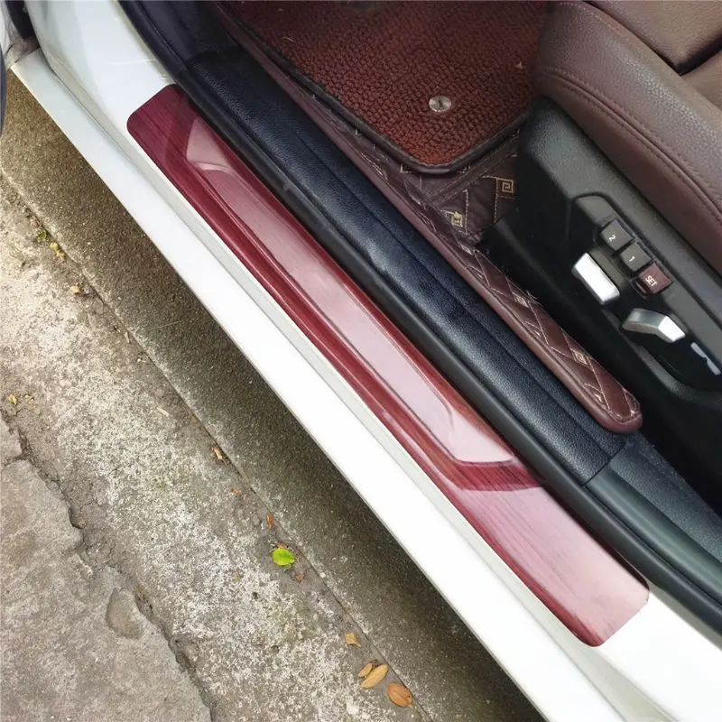 4 шт./компл. наклейки на пороги дверей автомобиля деревянные двери|Наклейки