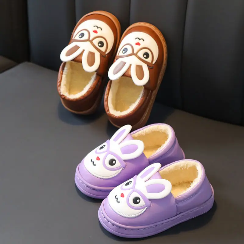 

Autumn Winter Warm Cute Cartoon Rabbit CHILDREN'S Slippers Anti-slip Sleeper BOY'S Girls Small CHILDREN'S Baby Cotton