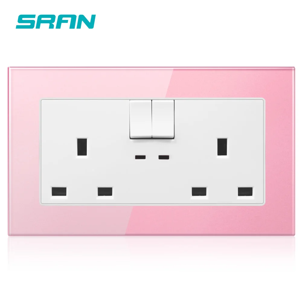 SRAN розетка стандарта Великобритании с выключателем света настенная 146*86 мм
