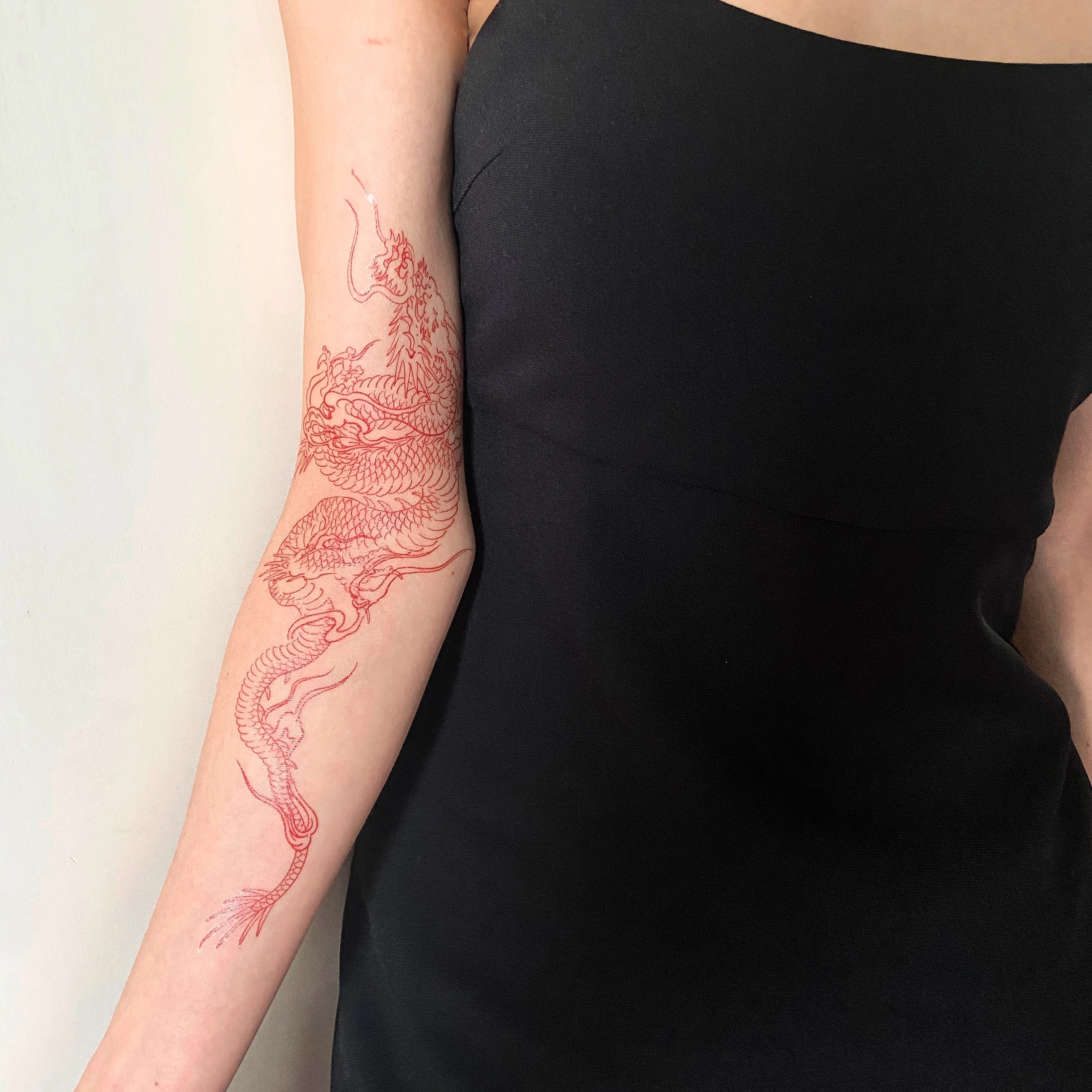 Фото Красный дракон большой размер Временные татуировки наклейки для искусства тела