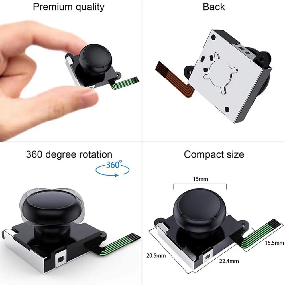 

Replacement Joystick Analog Thumb Stick for Switch Joy-Con Controller with Screwdriver, Pry Tools, Thumbstick Caps