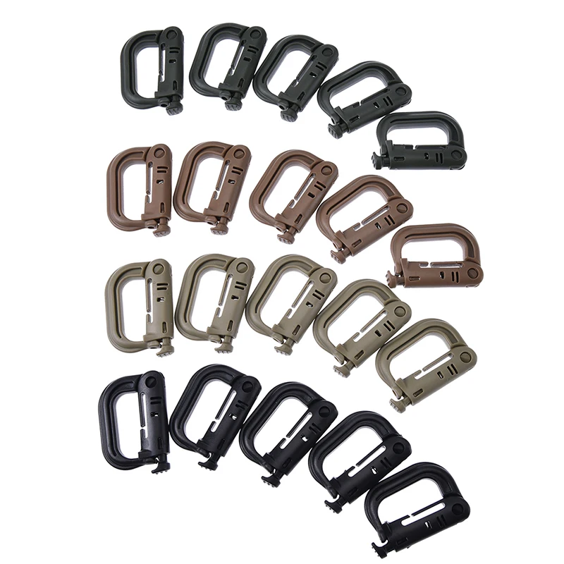 

5 PCS Hot Carabiners & Quickdraws D Locking Ring Plastic Clip Snap Type Ring Buckle Packpack Fast buckle Outdoor Climbing Tools