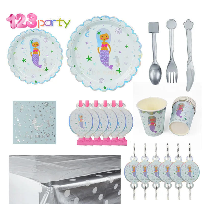Одноразовая посуда русалка вечерние кружка скатерть бумажное полотенце для дня