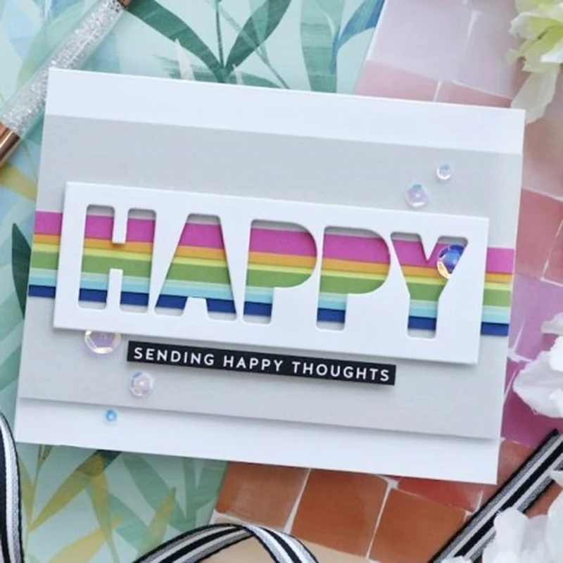 

JC Happy Letters Words Metal Cutting Dies DIY for Scrapbooking New Dies Cut Handmade Stencil Craft Mold Mould Model Decoration