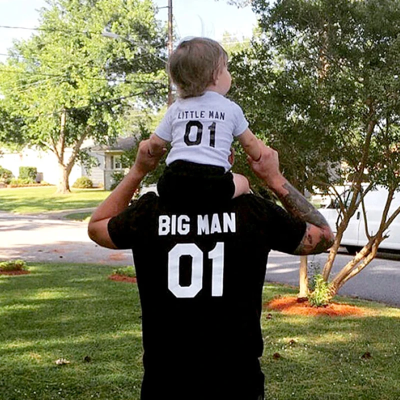 одинаковая одежда семья семейная для малышей Футболка с надписью Big Man родителей
