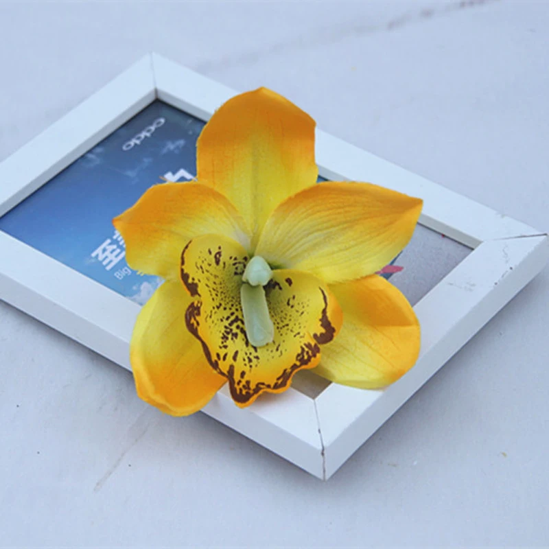 10 шт. см Орхидея из искусственного шелка Цветок голова Моделирование цимбидиума