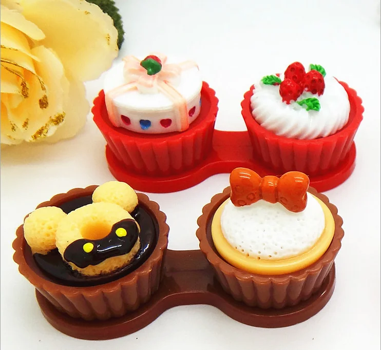 Контейнер для контактных линз мороженого торта портативный маленький милый