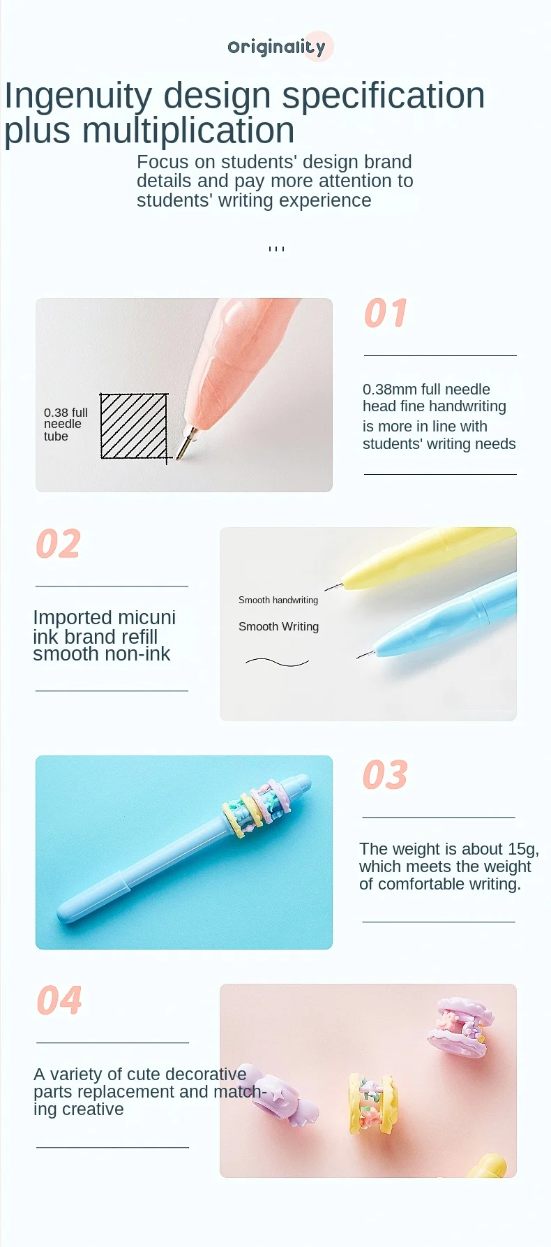 0 38 мм разложите крутые ручки для школы канцелярские принадлежности кавайная