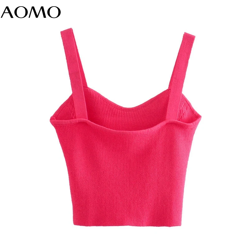 

AOMO women purple V neck camis crop top spaghetti strap sleeveless backless female casual solid tops CE489A