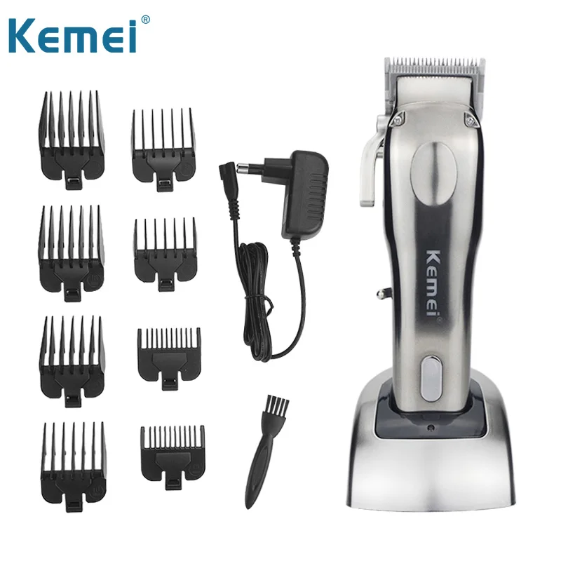 

Kemei металлический машинка для стрижки шерсти у Ретро светодиодный Беспроводной триммеры с короткой стрижкой человек бритвы серебро профессиональная машинка для стрижки волос отделочная машина