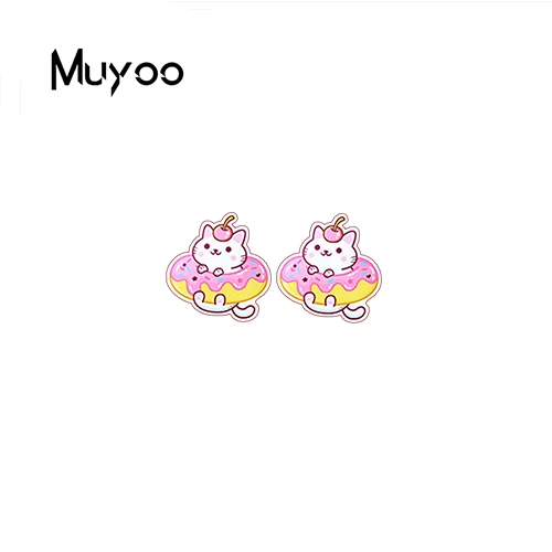 Кошка любит десерт акриловые серьги со вставками из эпоксидной смолы котенок