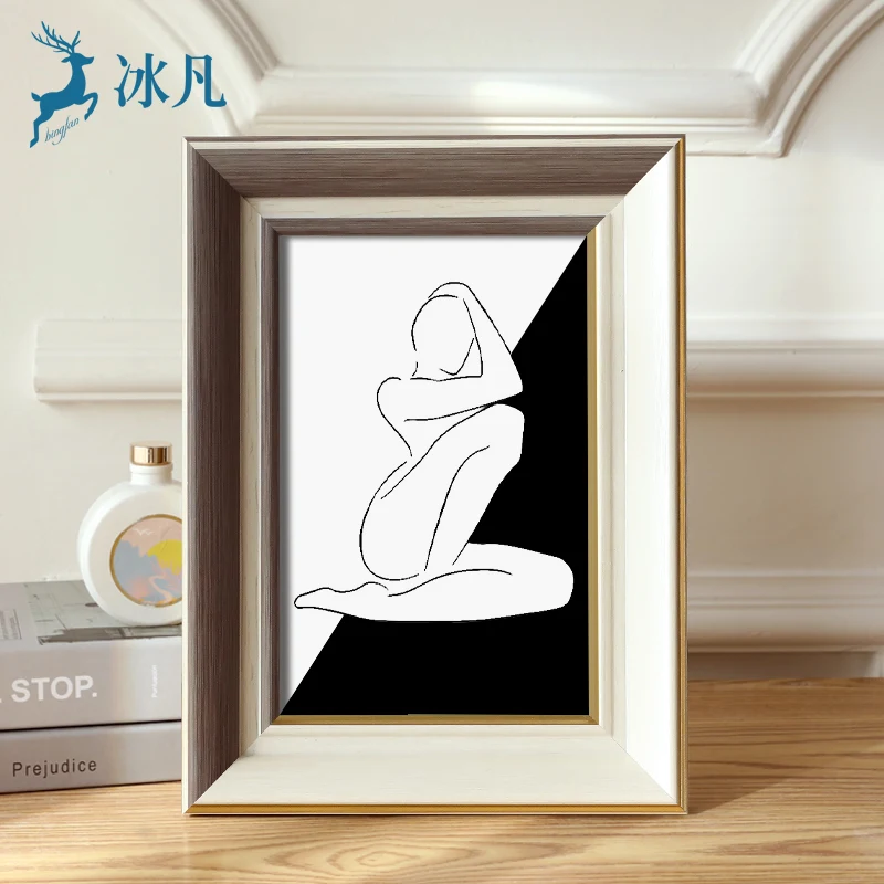 

Simple Nordic Photo Frame Rectangle Wall Art Canvas Gallery Painting Frame Living Room Marco De Fotos Home Decor DI50XK