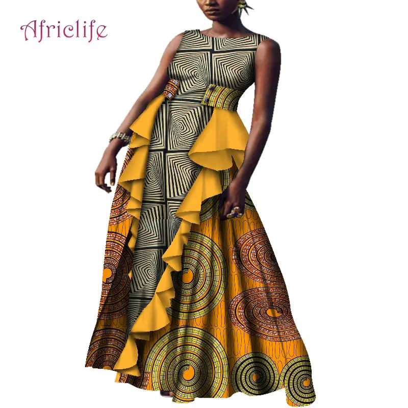 Женские Африканские модные традиционные платья с принтом Анкары Дамская одежда