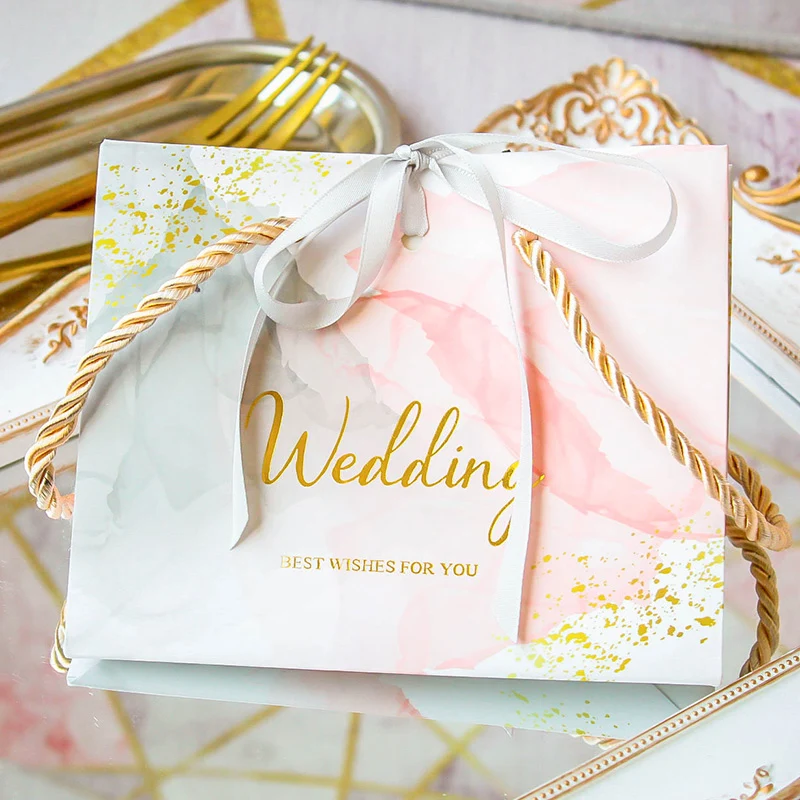 2020 new arrival wedding gift bag Marble pattern packaging box with ribbon favors paper for candy cookies tableware | Дом и сад