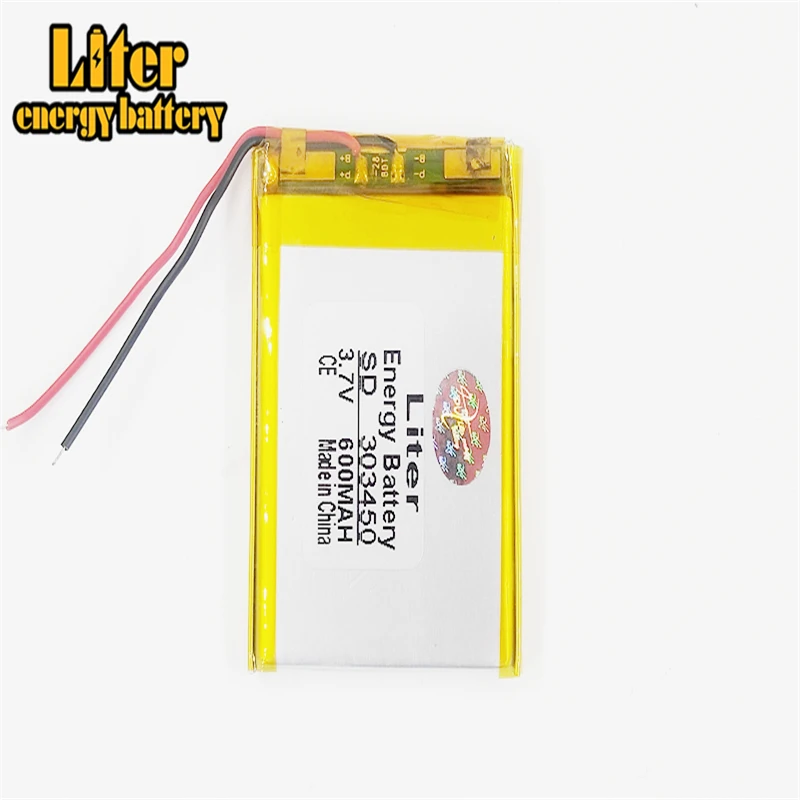 303450 3 7 V 600mAH полимерный литий-ионный/литий-ионный аккумулятор для dvr GPS mp3 mp4